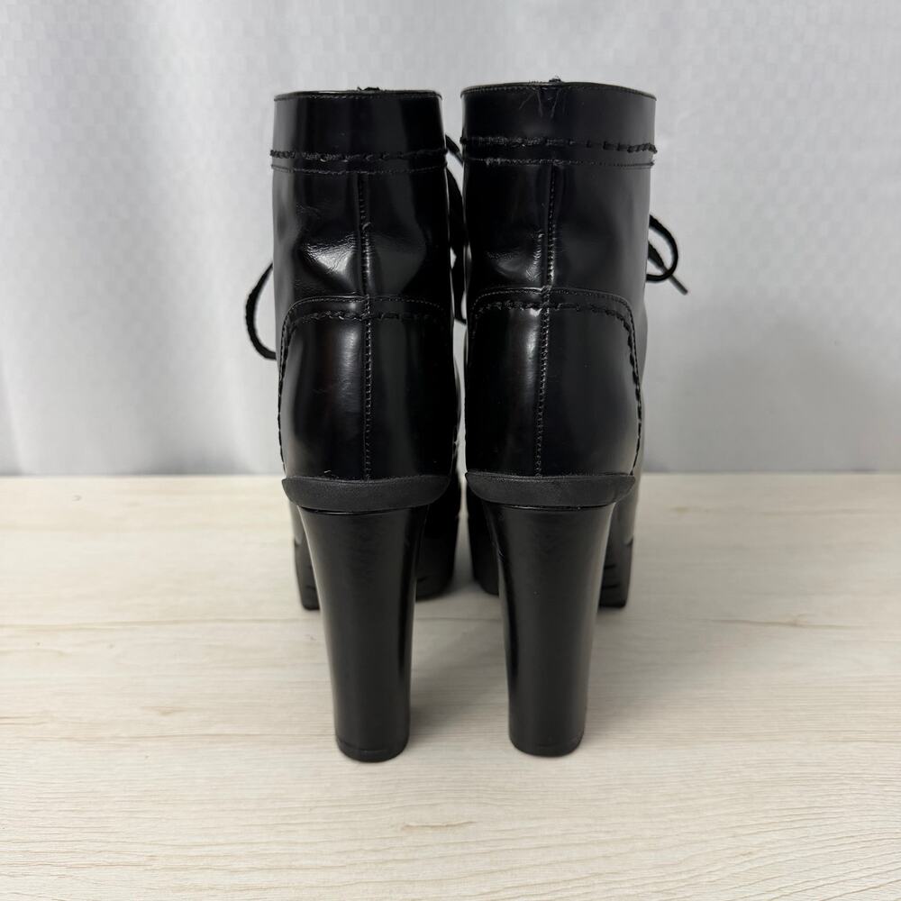 Schutz Black Leather Combat Boots Womens Size 8 B Heel Lace Up - Picture 5 of 13